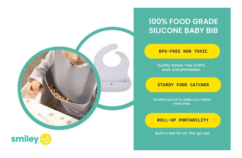 Babero De Silicona Para Bebé Smileytot | Recogedor De Alimen