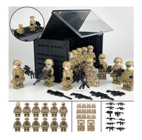 12pc Militar Soldado Muñeco Figura,partícula Montaje Juguete