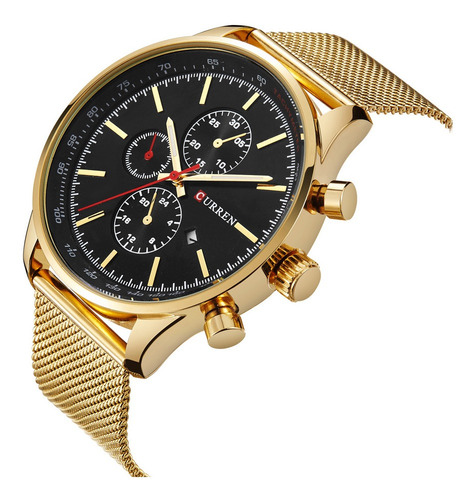 Reloj D/cuarzo Curren Resistente Al Agua Dorado Negro Hombre