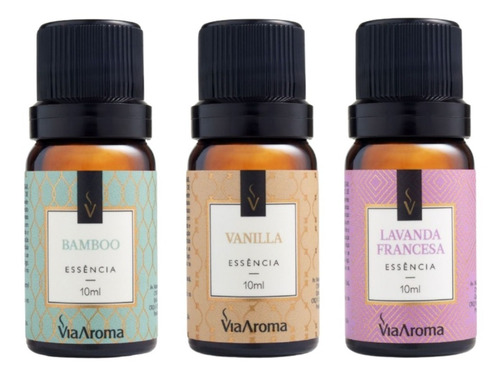 Essência Bamboo Vanilla E Lavanda Francesa Kit C/3 Via Aroma