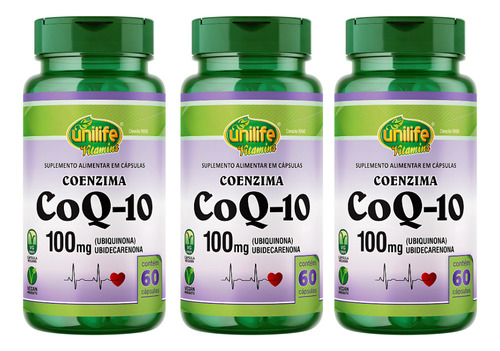 Coenzima Q10 100mg 60 Cápsulas Coq10 Ubiquinona Unilife