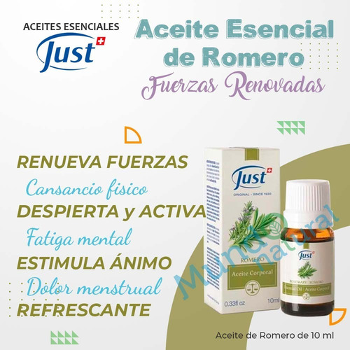 Imagen 2 de 8 de Aceite Esencial De Romero 10ml Revitalizador Just Original
