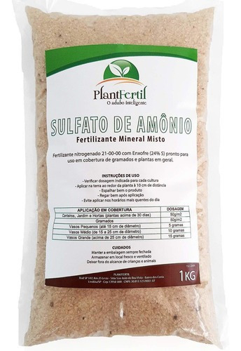 Fertilizante Sulfato De Amonio Plantfertil - 1kg