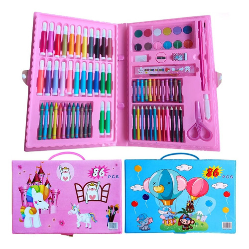 Set Kit Colores Marcadores Juego Creativo Infantil 86 Pcs