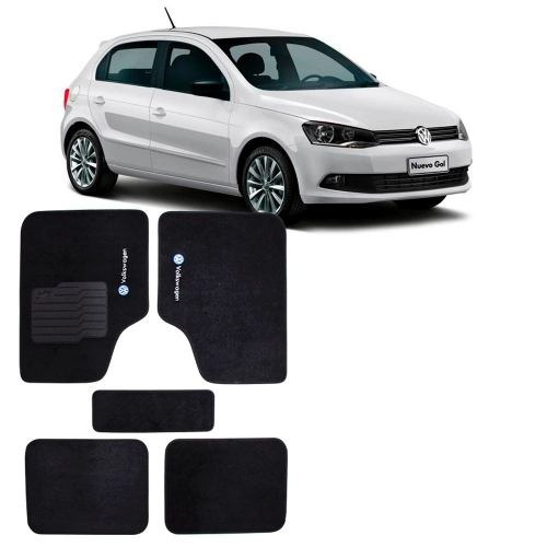 Tapete Para Carro Carpete Bordado Preto Volkswagen Gol G6 