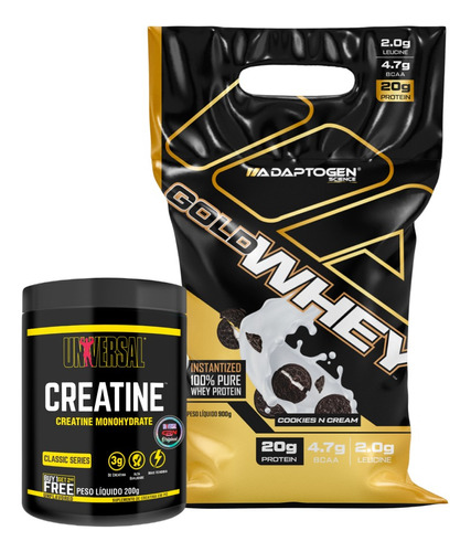 Kit Gold Whey 900g Adaptogen Science Creatina 200g Universal