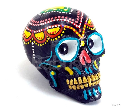 Calavera Mexicana Pintada A Mano Calaca Pequeña 9x7cm Única