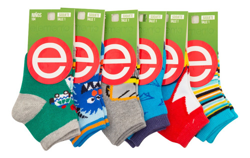 Pack X6 Medias Elemento Chicos Juvenil Varón Nena Infantil