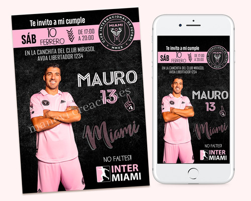 Kit Imprimible Luis Súarez  Inter Miami Futbol Textos Editab
