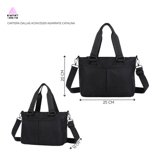 Cartera Dallas Agarrate Catalina Visón Liso Negro Negro