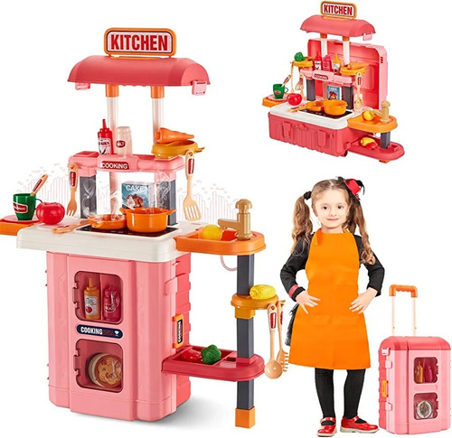 Maleta Chef  Cocina Niñas Portátil Juego Interactivo 3 En 1.