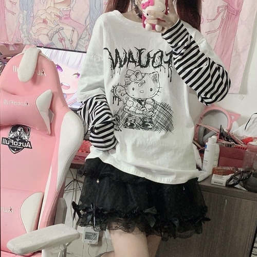 Alta Qualidade Playera De Hello Kitty Jk Lolita Con