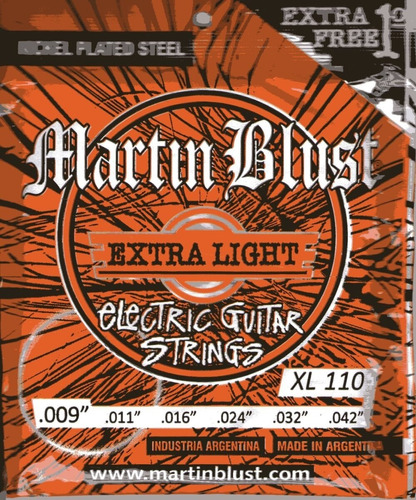 Martin Blust Xl110 Encordado .009 Para Guitarra Eléctrica