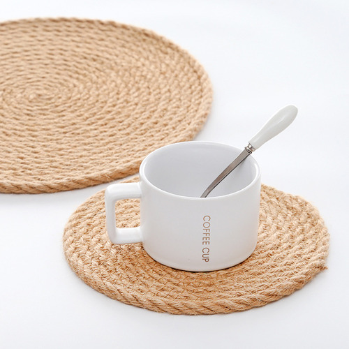 Manteles Individuales Redondos De Yute Trenzado Para Mesa De