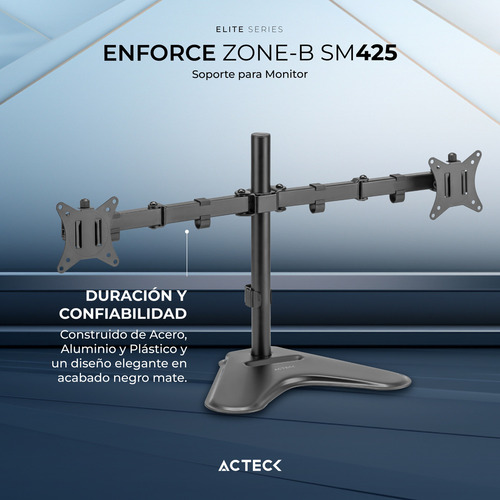 Soporte Articulado Acteck Enforce Sm425 2 Monitores 17/32 Color Negro