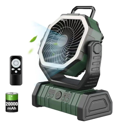 Ventilador De Camping Con Linterna Led, 20000 Mah Recargable
