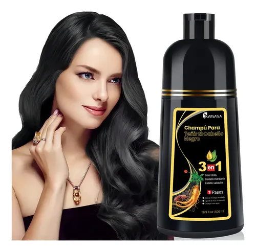 Kaisasa® Shampoo Con Tinte Cubre Canas Natural Jengibre 500ml-Negro