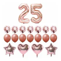 Comprar Set De Globos Número Corazón Estrella Metalizado Confeti