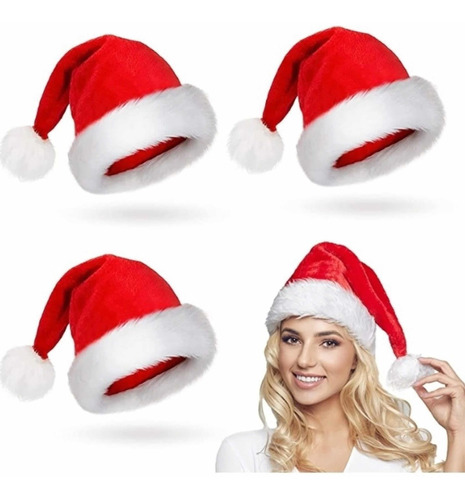 Sombrero Gorro Navideño Noel Elegante Peluche Terciopelo