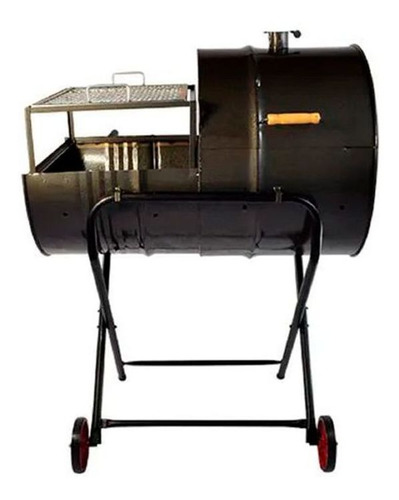 Churrasqueira Meio Bafo Meio Grill 200l Grelha,suporte Rodas