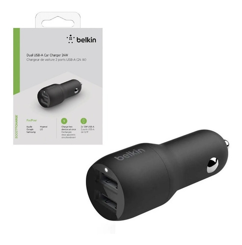 Cargador Belkin De Auto 12v Boost 4.8a Doble Usb Ccb001btbk
