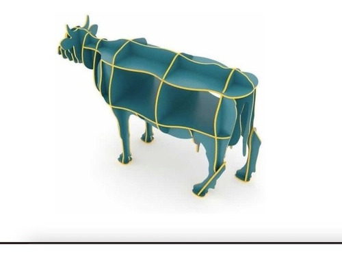 Vector 3d Mueble Vaca Tamaño Real Cnc Corte Láser Dxf P078
