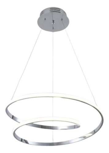 Lustre Pendente Neon Moderno Arco 50w C Controle 3 Cores Top Estrutura Prata 110v/220v