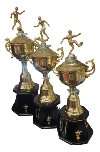 Paquete De 3 Trofeos Premiación Futbol 1o 2o 3er Lugar