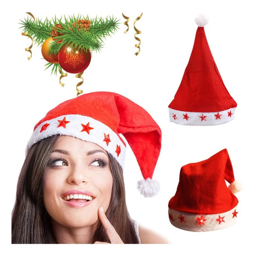 Gorro Viejo Pascuero Con Luces Estrellas Para Navidad Santa