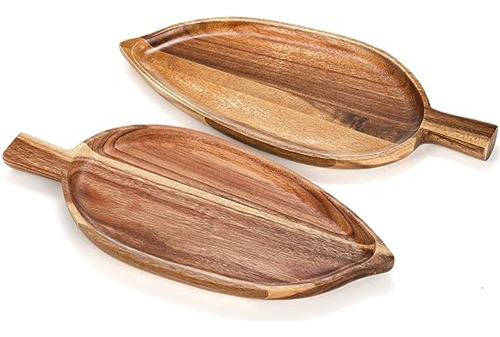 Bandeja De Madera Youeon 2 Platos Para Servir De Madera De A