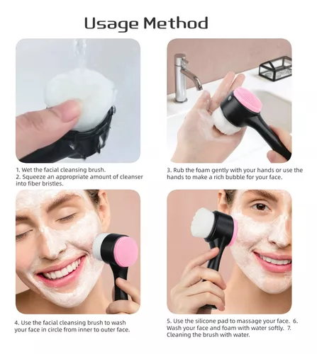 1 cepillo facial 2 en 1, cepillo exfoliante de limpieza facial manual de  mano con cerdas suaves ultrafinas para limpieza profunda de poros de  silicona