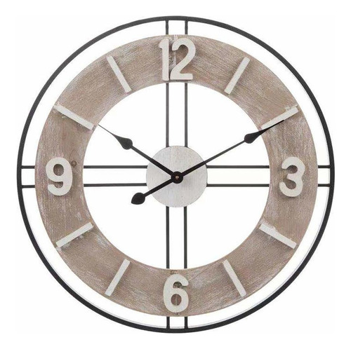 Reloj De Pared Grande De Madera Y Metal, Reloj De Pared Deco