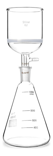 Embudo Filtrante Buchner De Vidrio 500 Ml Y Frasco 1000 Ml