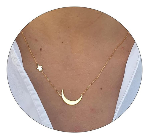 Ascomy Dainty Gold Moon De 14 Quilates Y Colgantes De Estrel