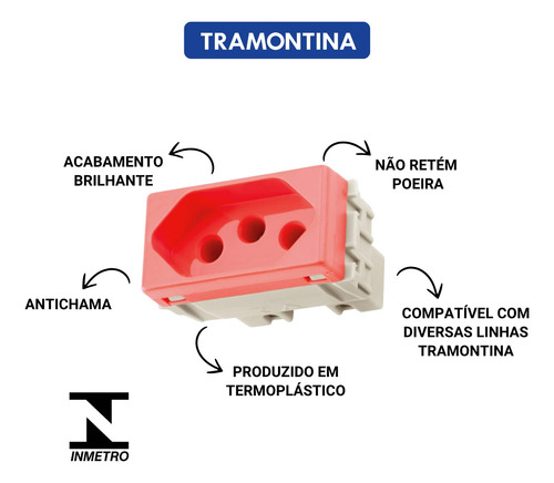 Tomada (módulo) Tramontina 2p+t 20a/250v Vermelha