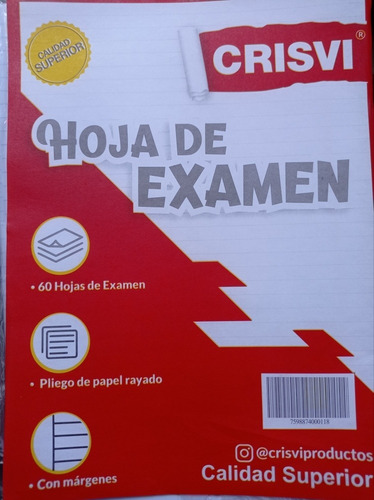 Hojas De Examen 5 Paquetes De 60 Hojas De Examen Crisvi