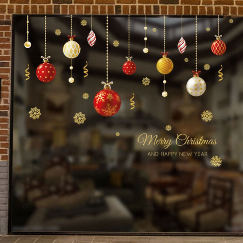 Pegatinas Estáticas Navideñas Con Forma De Copo De Nieve, Co