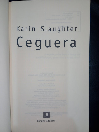 Libro Ceguera Karin Slaughter
