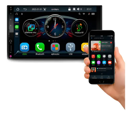 Multimídia Mp5 Rs-7007br 7 Carplay Android Auto Sem Fio Preto | Frete ...