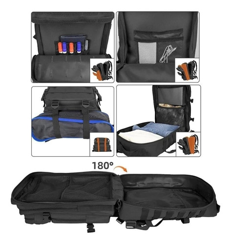 Mochila Tática Camping Militar 50 Litros Resistente +1 Patch Cor Preto Desenho Do Tecido Eua