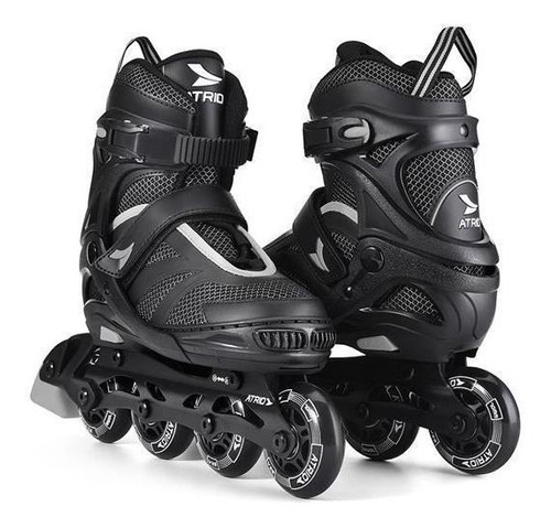 Patins Preto/cinza Inline Regulável Tamanho 33-36 M - Es308