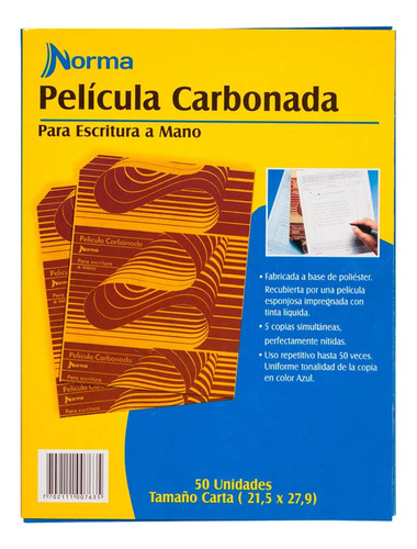 Papel Carbón Azul Tamaño Carta X50 Unidades Norma