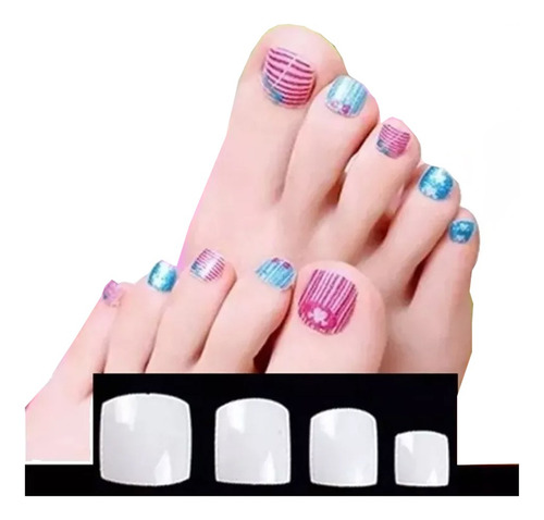 48 Uñas Postizas Para Pies Lisas Color Natural Liso