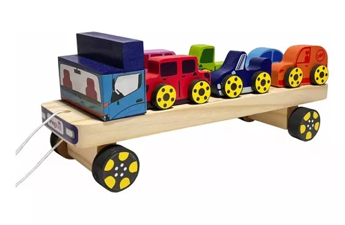 Caminhão De Madeira C/ Trator Mdf Brinquedo Infantil