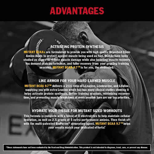 Mutant Bcaa 9.7 Suplemento Bcaa Polvo Con Pila De Apoyo Ener