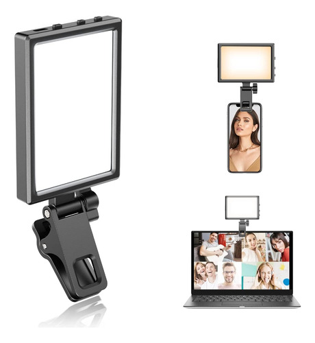 Eicaus Recargable Led Selfie Fill Con Clip De Monitor Y Adap