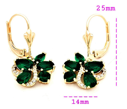Aretes Mujer Flor Arracadas Fiesta Oro Laminado 18k Moda