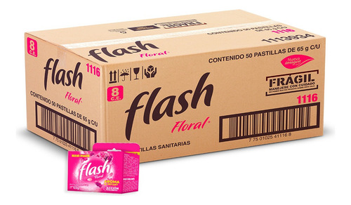 Flash Pastilla Sanitaria Gancho Floral 72gr Caja Con 48pz