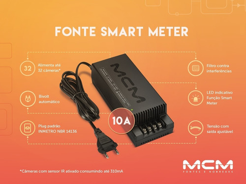 Fonte Estabilizada 12v 10a Mcm Câmeras De Segurança Cftv