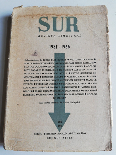 Revista Sur 298-299 1966. Borges, Ocampo, Oliver Y Otros